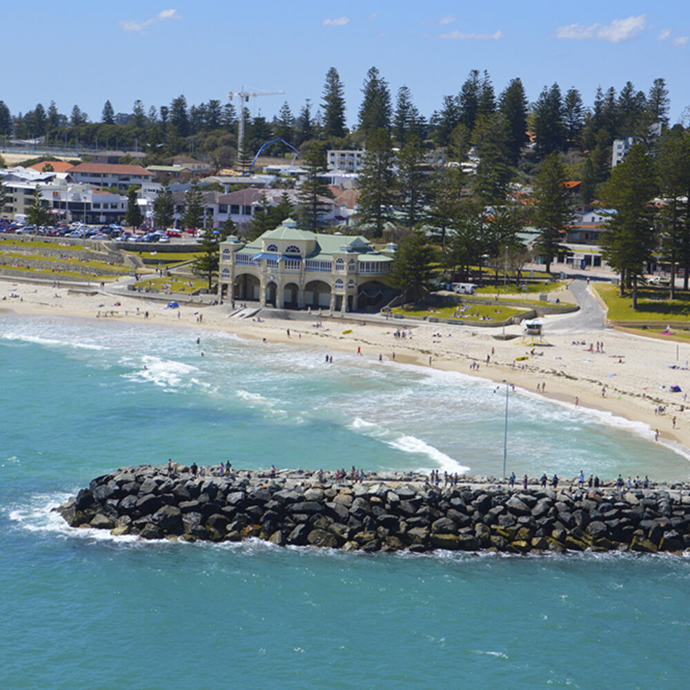 Cottesloe Beach boasts one of Perth’s most iconic shorelines, known for its crystal clear waters and 1.5km stretch of soft white sand.